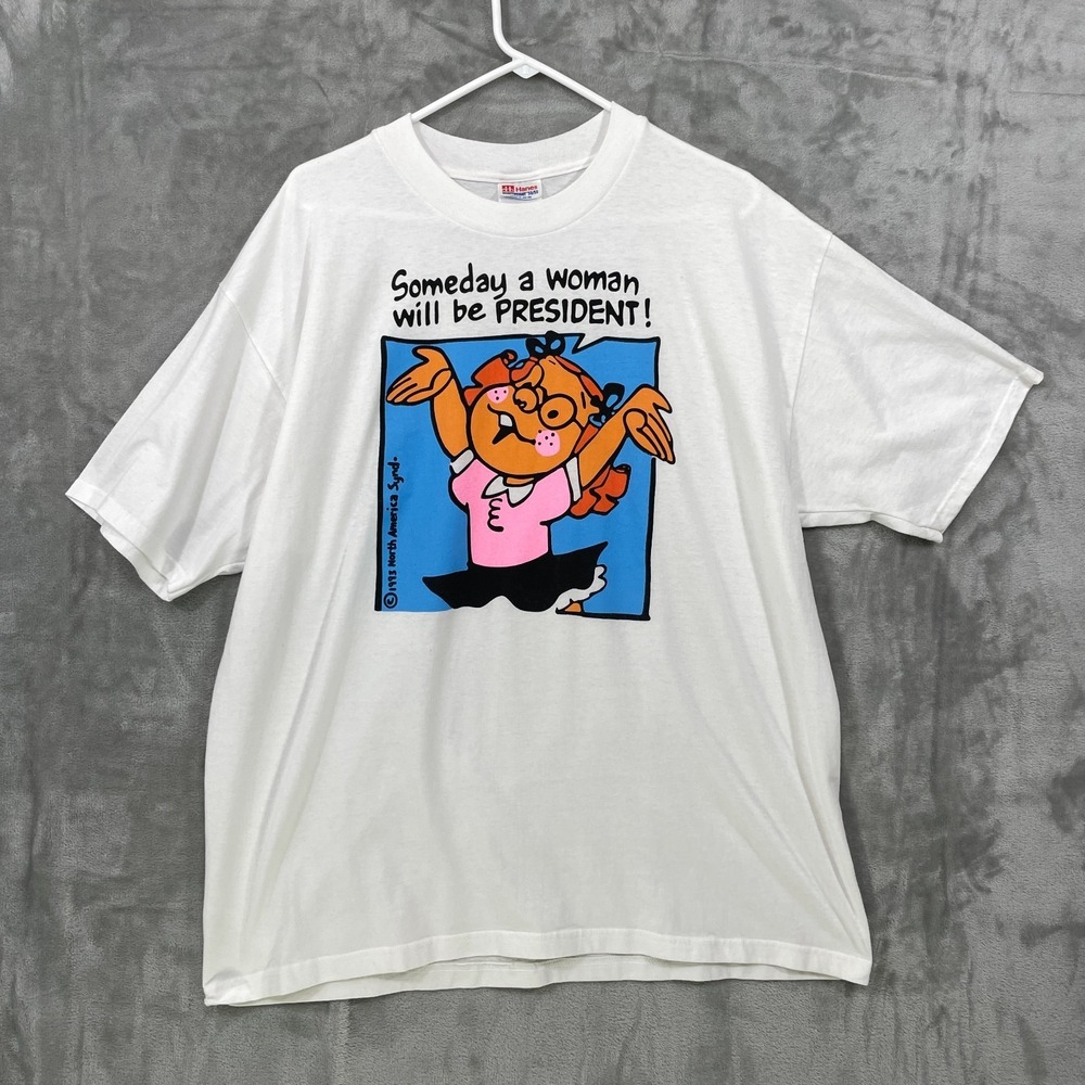 Vintage 1993 Woman President T-Shirt  Adult Size XL White Single Stitch Feminist